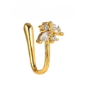 Clip de nez en U doré sans perçage avec grappe de fleurs en zircone marquise et ronde - Style de Zircon en Grappe (EGJ0217) / Or