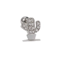 Sparkling cactus helix stud earring with clear zircon inlay and screw ball back design - Cactus Design (EGD0463 White Gold Finish)