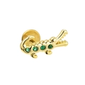 Golden crocodile body jewelry with green gemstone inlays and surgical steel labret post - Crocodile Shape Style (CD00788 Gold)