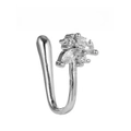Faux piercing nez en U argenté avec zircons cubiques de coupe marquise et ronde - Style de Zircon en Grappe (EGJ0217) / Argent