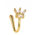 Faux piercing nez couronne dorée avec zircons rectangulaires sans perçage - Style Couronne (EGJ0251) / Or