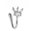 Manchette de nez en U argentée sans perçage avec couronne sertie de zircons - Style Couronne (EGJ0251) / Argent