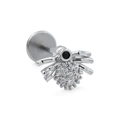Silver spider labret stud with sparkling zircons and a black diamond accent head - Spider Shape Style (CD00931 White K)