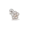 Sparkling silver flower cartilage stud with clear zircons and screw-back closure - Hollow-out Small Flower Shape (EGD0508 White Gold Plated)