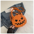 Bolso de mano de moda en cuero PU con forma de calabaza naranja para Halloween - Naranja