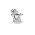 Five-petal flower stud earring in silver metal with clear cubic zirconia insets - Simple Five-Petal Flower (EGD0511 White Gold)