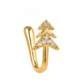 Detailed view of 18k gold plated Christmas tree nose cuff with zircon inlay design - Christmas Tree Zirconia (EGJ0248 Gold)