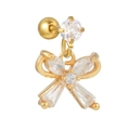Boucle d'oreille papillon en or avec zircons cubiques et fermoir à vis sécurisé - Style Nœud Doré (EGD1139 Doré)