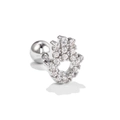 Silver Hamsa Hand cartilage stud earring with micro-paved zircons and screw ball back - Rhinestone Hamsa Hand (EGD0516 White Gold Plated)