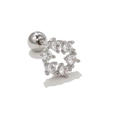 Silver screw back cartilage stud featuring a circular cluster of six clear zircon stones - Six-Rhinestone Surround Design (EGD0521 White Gold Tone)