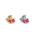 Fruit cherry stud earrings in gold and silver finish with red zircon and green stones - Cherry Style Gold (EGD2970)