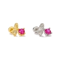 Delicate cherry style stud earrings in gold and silver finish with pink zircon stones - Peach Red Gem Style Gold (EGD2985)