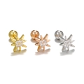 Detailed set of three star-shaped zircon stud earrings in gold, silver and rose gold finish - Eight-pointed Star Style (EGD1288) / Gold