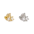 Elegant cherry-shaped stud earrings in gold and silver finishes with zircon stones - Double Clear Zirconia Cherry Gold (EGD3006)