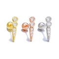 Three pairs of stainless steel star ear studs with zircons in gold rose gold and silver - Tapered Bar Style (EGD1837)