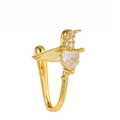Manchette de nez colibri dorée avec cristal en cœur et design en U sans perçage - Style Colibri (EGJ0207) / Or