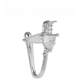 Cuff de nez colibri en argent avec cristal en forme de cœur pour nez non percé - Style Colibri (EGJ0207) / Argent