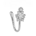 Star shaped silver non-pierced U-shaped nose cuff with sparkling cubic zirconia inlay - Star Burst Style (EGJ0208) / Silver