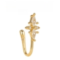 Golden U-shaped non-piercing nose clip with star-shaped cross and zircon inlay - Cross Star Style (EGJ0237) / Gold