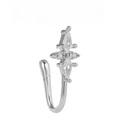 Silver U-shaped non-pierced nose clip with sparkling zircon star design detail - Cross Star Style (EGJ0237) / Silver