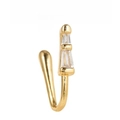 Golden U-shaped non-piercing nose clip with three rectangular cubic zirconia stones - Stepped Zirconia Style (EGJ0240) / Gold