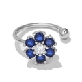 Elegant 18K silver-plated ear bone clip with blue sapphire flower and white zircon - Flower Design (EGJ0015) / Blue Flower Silver Tone (EGJ0015)