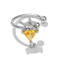 Silver-toned cocktail glass ear cuff with yellow triangle gem and white crystals - Cocktail Glass Silver Tone (EGJ0023)