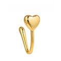 Polished gold heart non-pierced nose clip in eco-friendly brass with high shine finish - Heart Style Gold (EGJ0190 Gold)