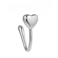 Sleek silver brass heart nose clip and ear cuff with smooth polished finish for women - Heart Style Silver (EGJ0190 White Gold Tone)
