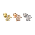 Three-piece set of heart flower ear studs in gold, rose gold, and silver finishes - Six-Petal Flower Style (EGD1868)
