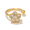 Elegant 18K gold plated flower ear cuff with zircon stones in a minimalist design - Flower Cluster Gold Tone (EGJ0024)