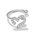 Elegant silver 18K plated ear cuff with heart shape and sparkling rhinestones - Heart Shape Silver Tone (EGJ0025)