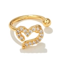 Minimalist 18K gold heart ear cuff with micro-paved zircons and smooth bead detail - Heart Shape Gold Tone (EGJ0025)