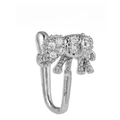 Silver bow-shaped non-piercing nose cuff with white cubic zirconia stones in a U-shape - Bow Style (EGJ0202 White K)