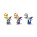 Set di orecchini a lobo in oro, oro rosa e argento con zirconi blu e design a stelle - Stile Grappolo di Fiori in Zirconia Blu (EGD0898) / Oro