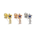 Set di tre orecchini a stella in oro, oro rosa e argento con pietre blu brillanti - Stile Stella in Zirconia Blu (EGD1032) / Oro