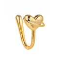 Golden 18k plated U-shaped heart saturn non-pierced nose clip with zircon inlay - Heart Saturn (EGJ0185 Gold)
