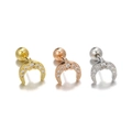 Set di orecchini a lobo stella e luna in oro, oro rosa e argento con zirconi - Stile Luna e Stella (EGD1298) / Oro