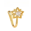 Gold star nose clip with a clear center zircon and U-shaped non-piercing design - Star Style (EGJ0177) / Single Piece / Gold