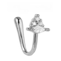 Silver L-shaped nose stud with marquise and round cubic zirconia in a triangle setting - L-Shaped Triangle Stud (EGJ0241 Silver Tone)