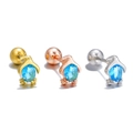 Chic penguin stud earrings in gold, rose gold and silver with blue stones - Penguin Style (EGD0782) / Gold Piece