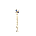 Elegant gold butterfly tassel earring with blue crystals and a teardrop pendant drop - Butterfly Long Tassel Style (EGD1033) / Gold Piece
