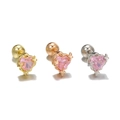 Starry sky heart stud earrings set in gold, rose gold, and silver finishes with pink stones - Pink Heart Style (EGD1596) / Gold Piece