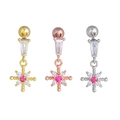 Starry snowflake belly rings in gold, rose gold, and silver finishes with pink zircon stones - Snowflake Style (EGD1605) / Gold Piece