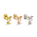 Hummingbird cartilage earrings with heart-shaped zircon in gold, rose gold, and silver - Hummingbird Style (EGD1577) / Gold