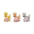 Three-piece heart butterfly stud earrings set in gold, rose gold and silver finish - Heart Butterfly Style (EGD1060)