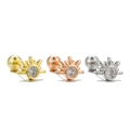 Boucles d'oreilles soleil avec zircon en finitions or, or rose et argent poli - Style Rayon de Soleil (EGD1670)