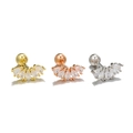 Fan-shaped zircon stud earrings in gold, rose gold, and silver finishes with ball back - Fan Pear Shape Style (EGD1622) / Gold