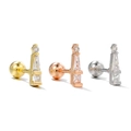 Lot de trois boucles d'oreilles géométriques en zircon or, or rose et argent poli - Style Géométrique Vertical (EGD1834)