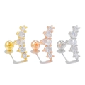 Three-piece set of star zircon cartilage earrings in gold, rose gold and silver finishes - Curved Zirconia Style (EGD1761)
